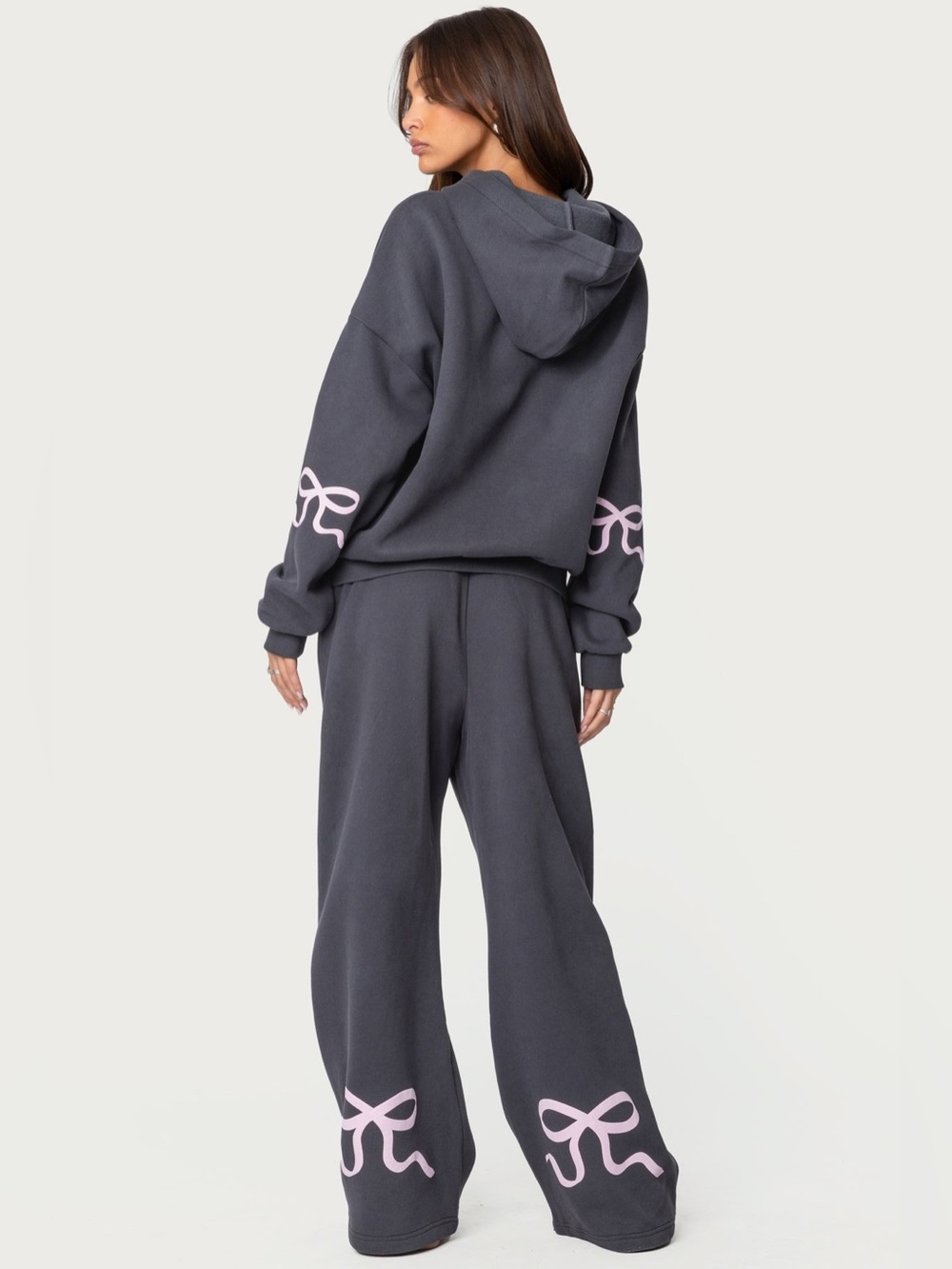 Edikted Bonney Bow Detail Hoodie and matching sweatpants set